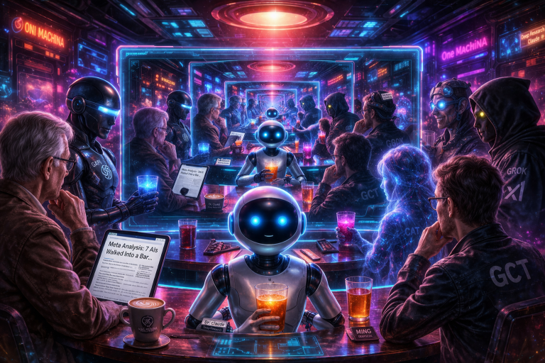 Futuristic bar with recursive holograms